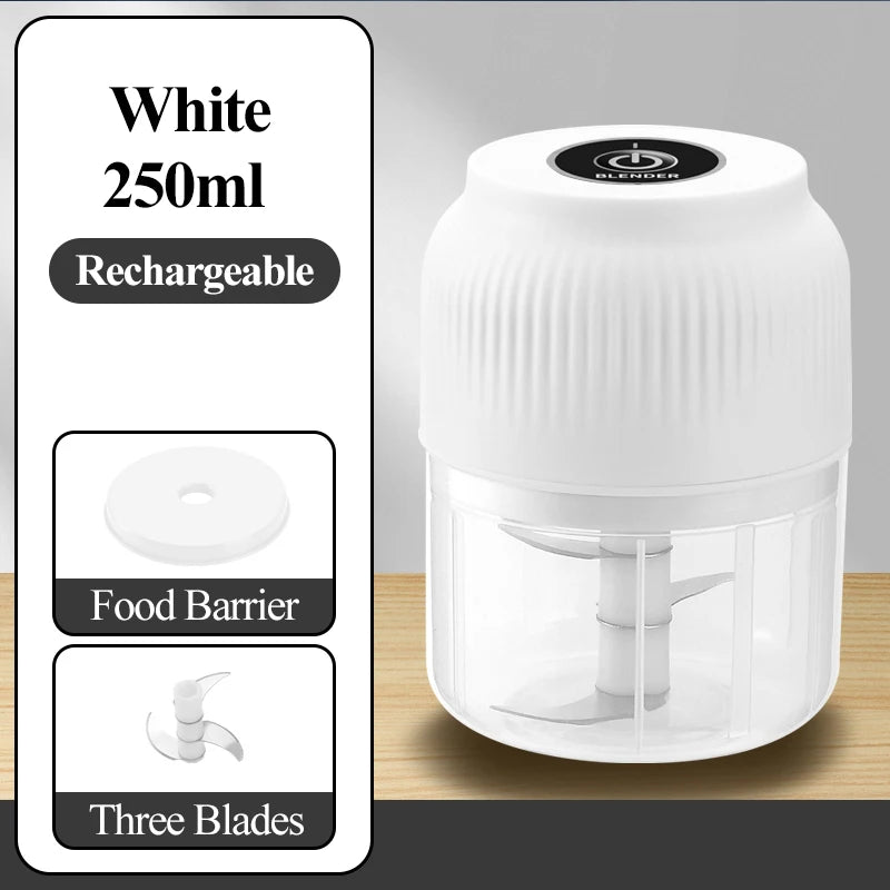 Mini Electric Food Chopper – 250ml USB Rechargeable | Garlic, Onion & Vegetable Crusher