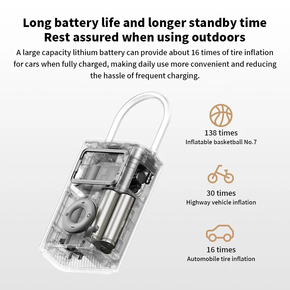 🚗 Smart Portable Air Compressor – Cordless Tire Inflator with Digital Pressure Display