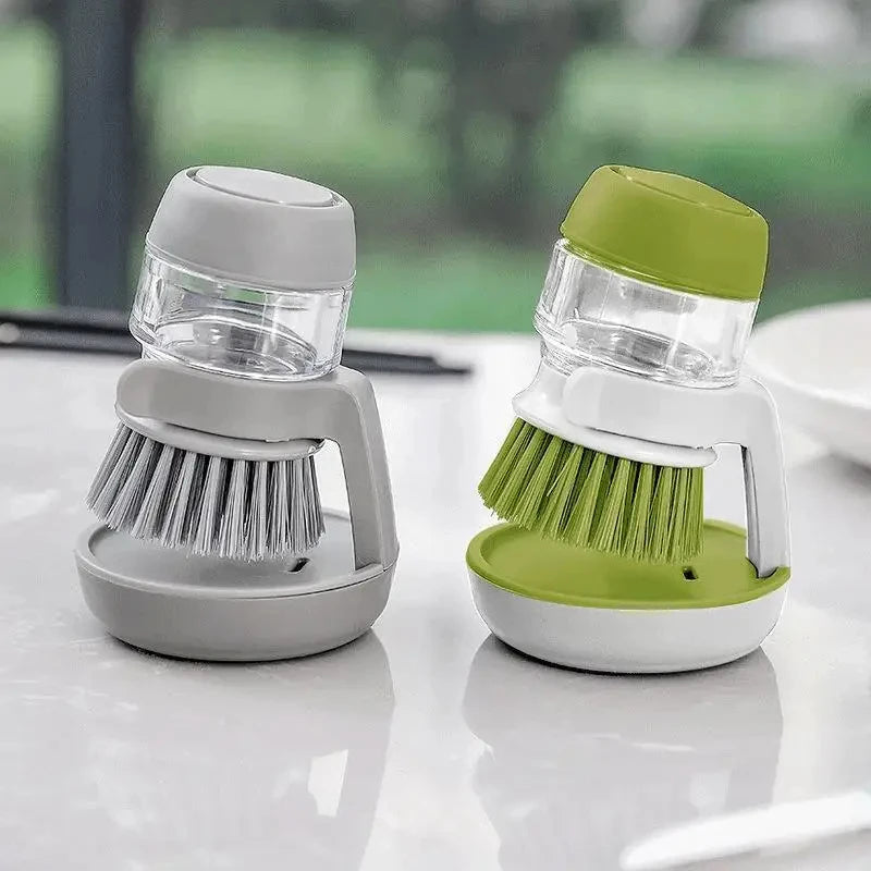 🧽 Soap Dispensing Dish Brush – Scrub Tough Grease with Less Effort