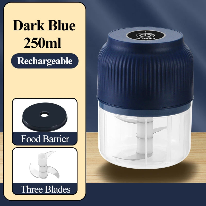 Mini Electric Food Chopper – 250ml USB Rechargeable | Garlic, Onion & Vegetable Crusher