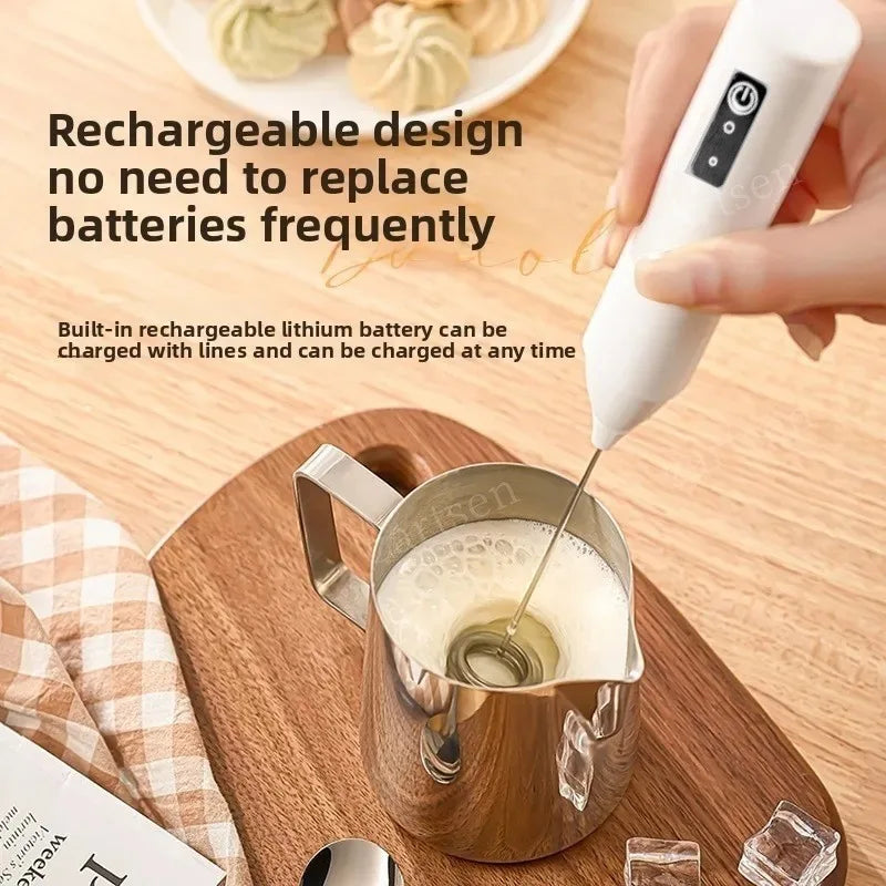 Wireless Milk Frother – USB-C Rechargeable | 7000RPM Handheld Whisk for Coffee, Latte & Cappuccino