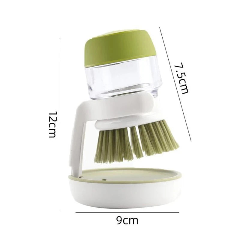 🧽 Soap Dispensing Dish Brush – Scrub Tough Grease with Less Effort