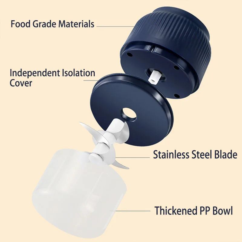 Mini Electric Food Chopper – 250ml USB Rechargeable | Garlic, Onion & Vegetable Crusher