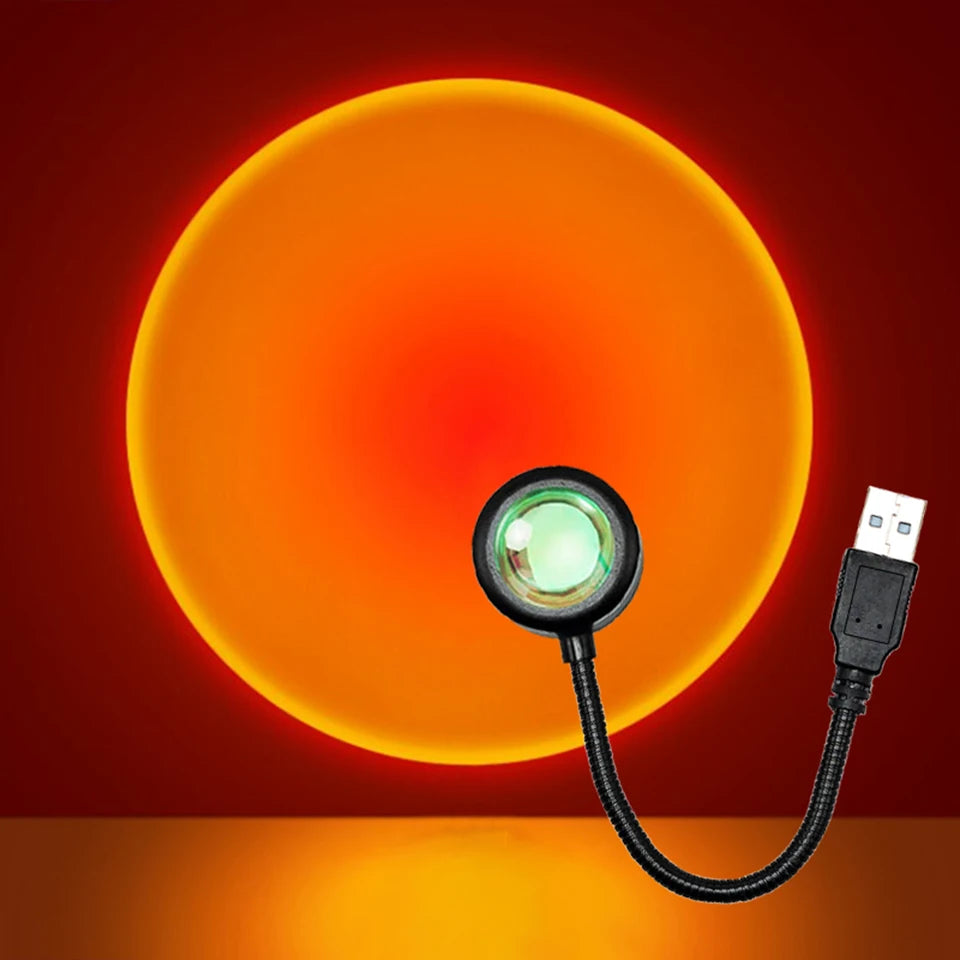 LED Sunset Lamp – USB Night Light Projector | Mood Lighting for Bedroom, Living Room & Photography