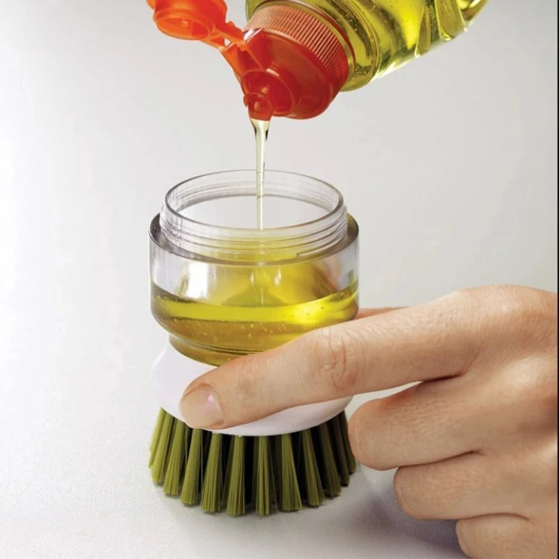 🧽 Soap Dispensing Dish Brush – Scrub Tough Grease with Less Effort