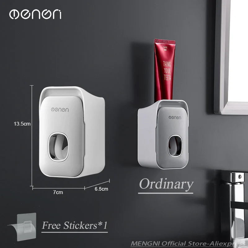 Wall-Mounted Automatic Toothpaste Dispenser & Toothbrush Holder
