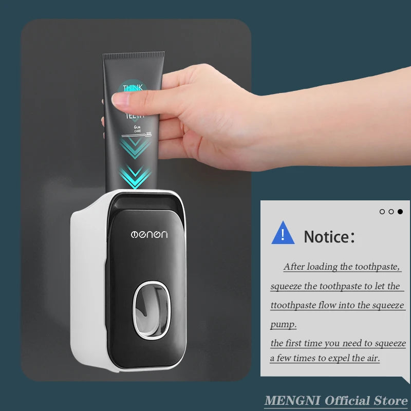 Wall-Mounted Automatic Toothpaste Dispenser & Toothbrush Holder