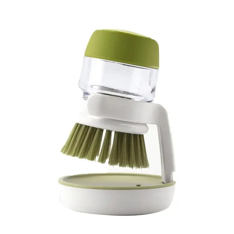 🧽 Soap Dispensing Dish Brush – Scrub Tough Grease with Less Effort